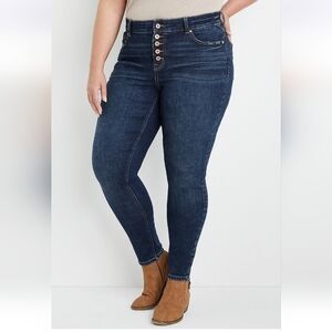 Edgely High Rise Super Skinny Buttonfly Jeans Size 24W Long